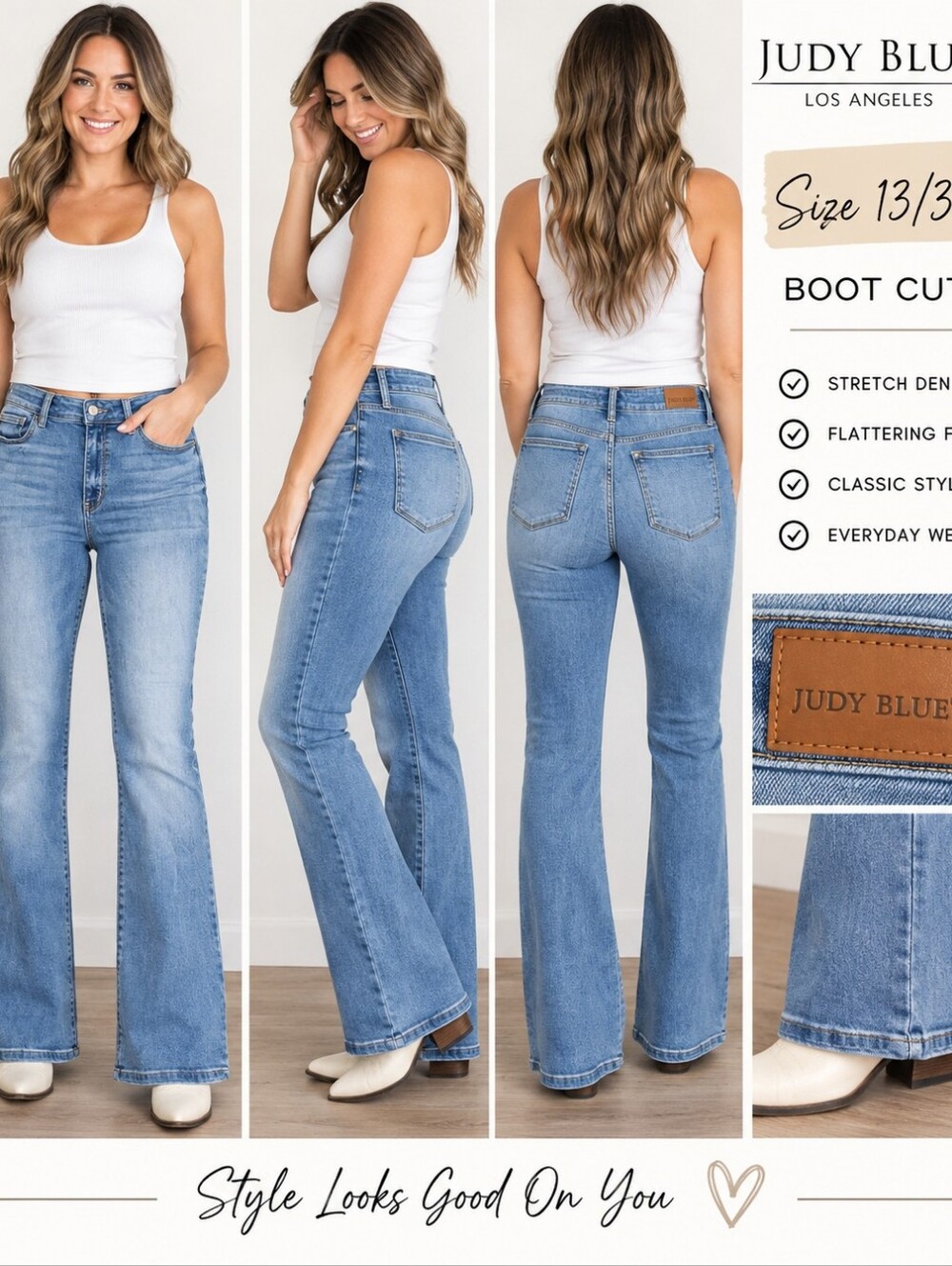 Judy Blue Jeans Womens 13/31 Bootcut Stretch Denim Light Wash 32 Inseam